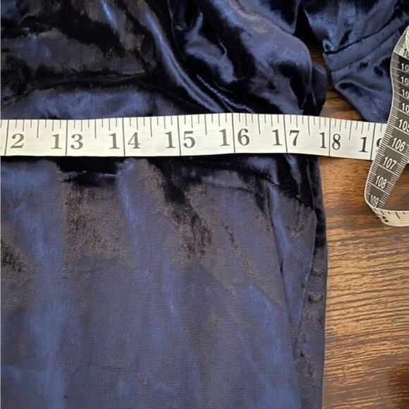 Anthropologie Maeve Blue Velvet Tie-Neck Button-down Tunic Sz US 2 Elegant - Picture 9 of 13